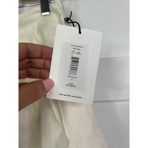 NWT AMUR Teri Flair Pleated Side Zip Ivory White Cotton Short - Picture 6 of 8